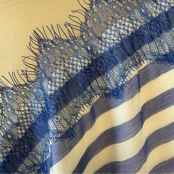 Tadashi Shoji Plus Size 100% Silk Blue and White A-Line Midi Dress - Picture 2 of 12